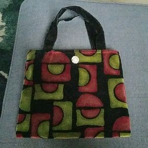 Handmade Velvet Purse w/Rhinestone Button accent.